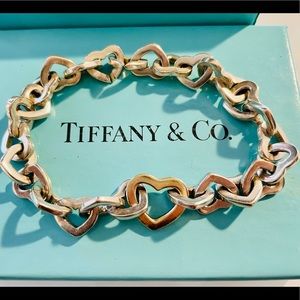 Tiffany and Co Gold Silver Heart Link Bracelet